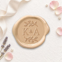 Isabella Wedding Monogram Adhesive Wax Seals 2 letters #2592RD Bundle with Stamp