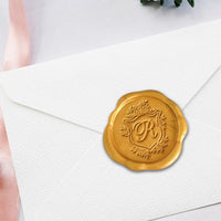 Floral Shield Initial Adhesive Wax Seals #2593 Bundle with Stamp - Nostalgic Impressions