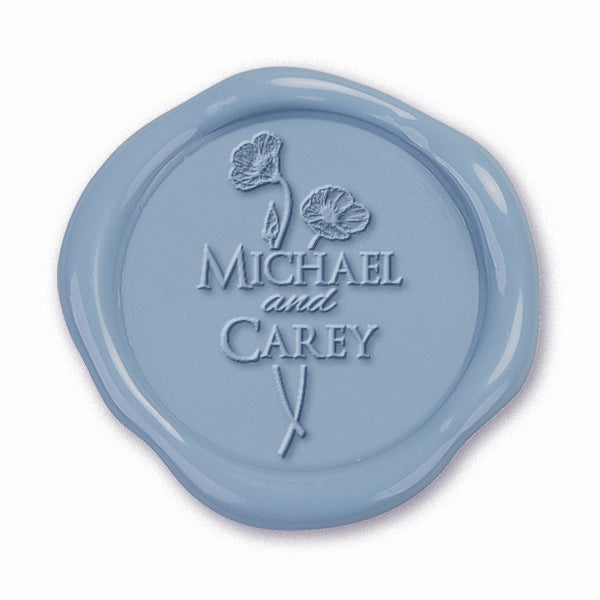 Poppy Wedding Monogram Adhesive Wax Seals #2593RD bundle with stamp