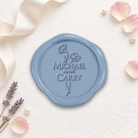 Poppy Wedding Monogram Adhesive Wax Seals #2593RD bundle with stamp