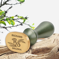Selena Wedding Couples Custom Wax Seal Stamp on Rounded Oval with Names & Initials #2594 - Nostalgic Impressions