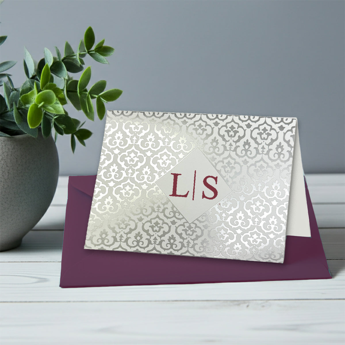Personalized Foil Note Cards: 2 Initial with choice of Design, Font & Envelopes by Nostalgic Impressions