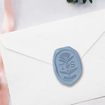 Dahlia Wedding Monogram Adhesive Wax Seals Rounded Oval #2591 Bundle with Stamp