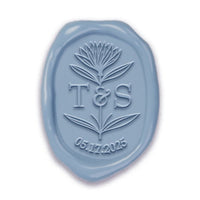 Dahlia Wedding Monogram Adhesive Wax Seals Rounded Oval #2591 Bundle with Stamp - Nostalgic Impressions