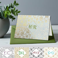 Personalized Foil Note Cards: 2 Initial with choice of Design, Font & Envelopes by Nostalgic Impressions