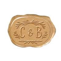 Chiara Wedding Monogram Adhesive Wax Seals Rounded Oval #2590 Bundle with Stamp - Nostalgic Impressions
