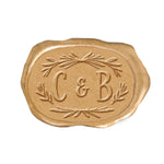 Chiara Wedding Monogram Adhesive Wax Seals Rounded Oval #2590 Bundle with Stamp