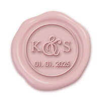 Black Tie Wedding Monogram Adhesive Wax Seals #3282 Bundle with Stamp - Nostalgic Impressions