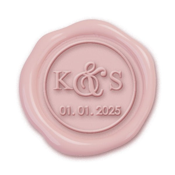 Black Tie Wedding Monogram Adhesive Wax Seals #3282 Bundle with Stamp - Nostalgic Impressions
