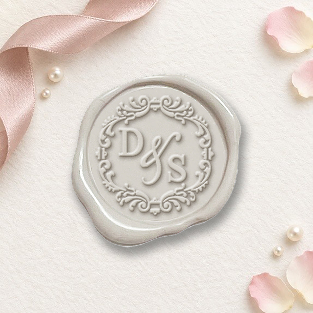 Ophelia Wedding Monogram Adhesive Wax Seals #3381 Bundle with Stamp