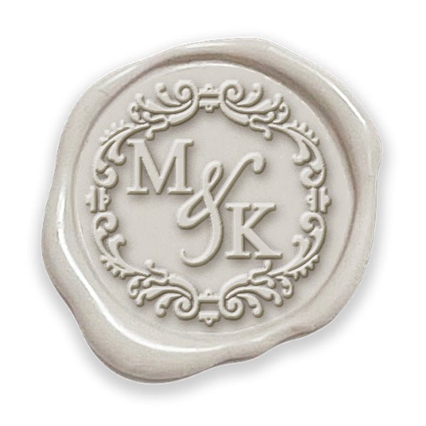 Ophelia Wedding Monogram Adhesive Wax Seals #3381 Bundle with Stamp - Nostalgic Impressions