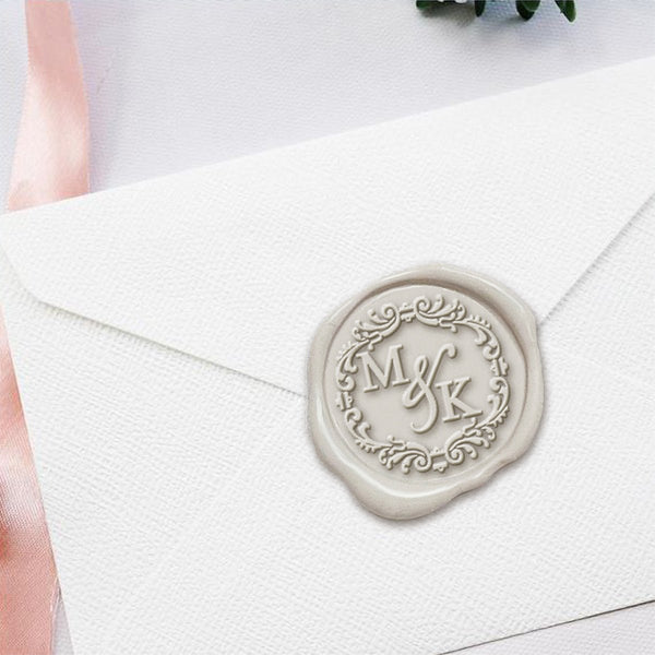 Ophelia Wedding Monogram Adhesive Wax Seals #3381 Bundle with Stamp - Nostalgic Impressions