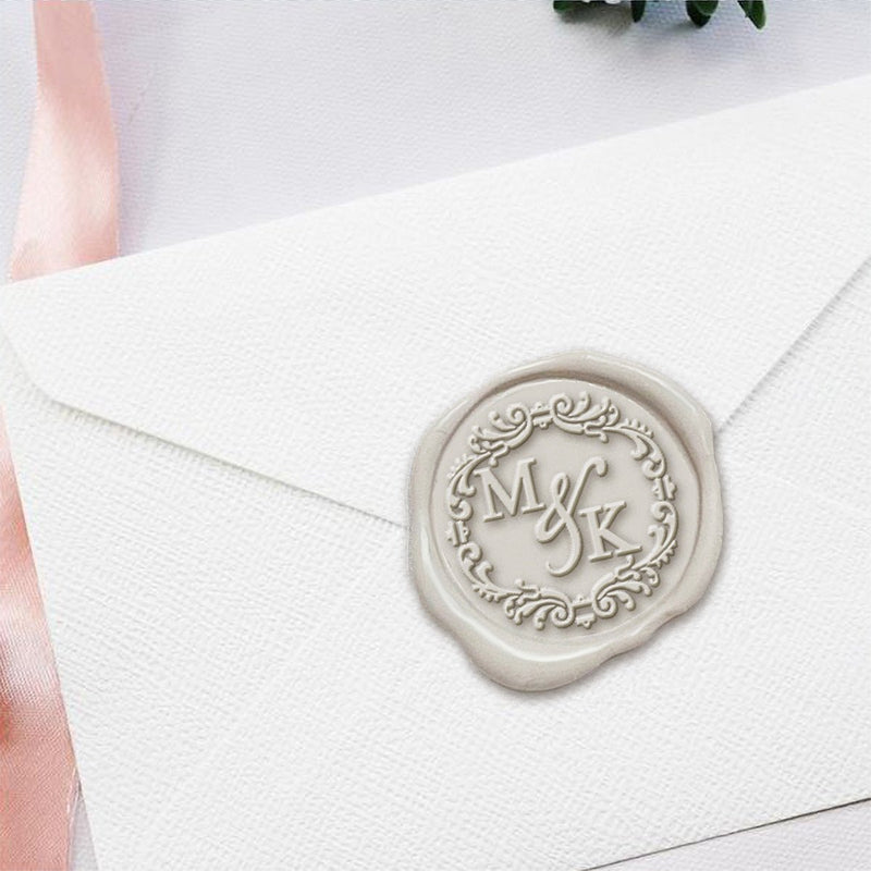Ophelia Wedding Monogram Adhesive Wax Seals #3381 Bundle with Stamp - Nostalgic Impressions