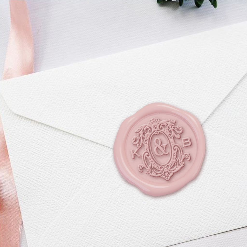 Victorian Wedding Monogram Adhesive Wax Seals #3382 Bundle with Stamp - Nostalgic Impressions