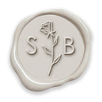 Rose Stem Wedding Monogram Adhesive Wax Seals #3388B Bundle with Stamp - Nostalgic Impressions