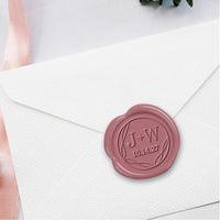 Modernist Wedding Monogram Adhesive Wax Seals #3389 Bundle with Stamp