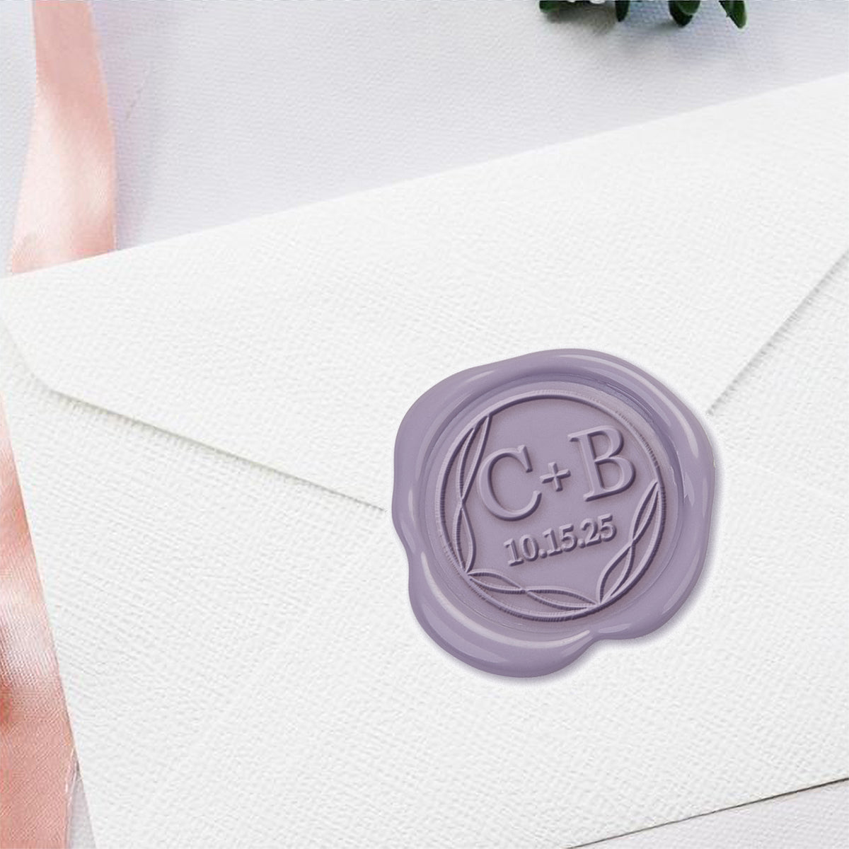 Modernist Wedding Monogram Adhesive Wax Seals #3389 Bundle with Stamp - Nostalgic Impressions