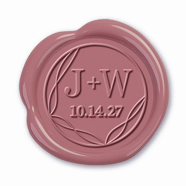 Modernist Wedding Monogram Adhesive Wax Seals #3389 Bundle with Stamp