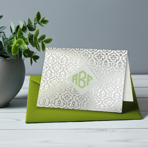 Personalized Diamond Monogram Foil Note Cards with Envelopes by Nostalgic Impressions