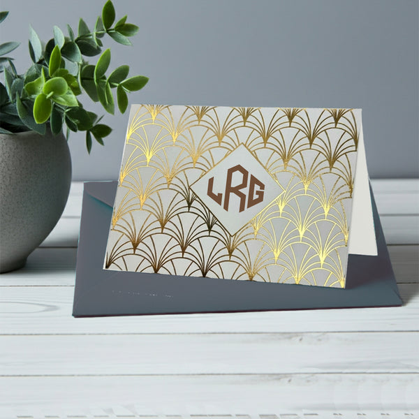 Personalized Diamond Monogram Foil Note Cards with Envelopes by Nostalgic Impressions