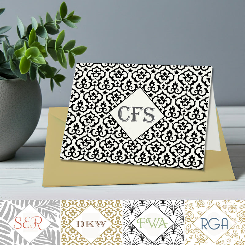 Personalized Foil 3 Initial Monogram Note Cards with Envelopes by Nostalgic Impressions