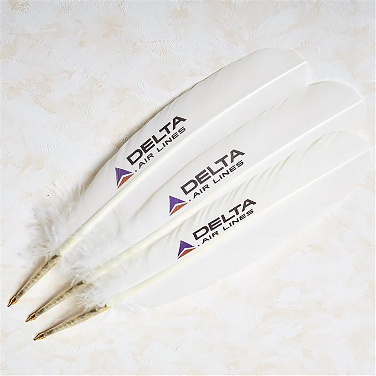 Promotional White Ballpoint  Feather Pen with Custom Logo or Personalization