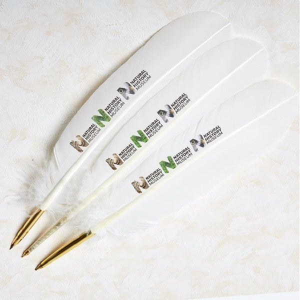 Promotional White Ballpoint  Feather Pen with Custom Logo or Personalization