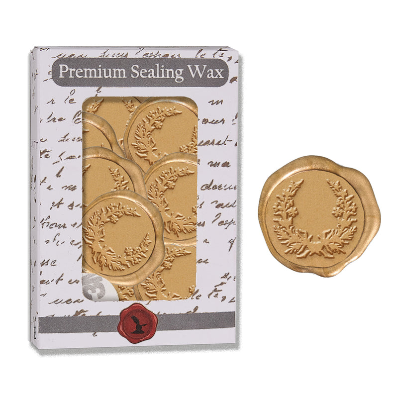 Gold Wreath Adhesive Wax Seal Stickers for Envelopes and Invitations (25-Pack) - Nostalgic Impressions