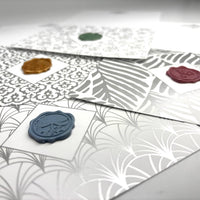 Silver Foil Boxed Note Cards with Wax Seal Detail by Nostalgic Impressions