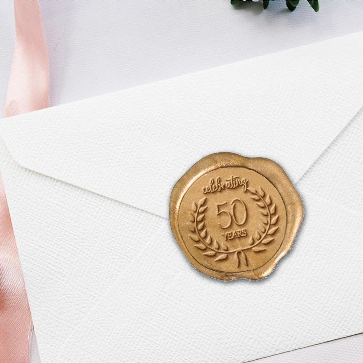 50th Anniversary Hand Pressed Adhesive Wax Seals #5020 - 50PNS - Nostalgic Impressions
