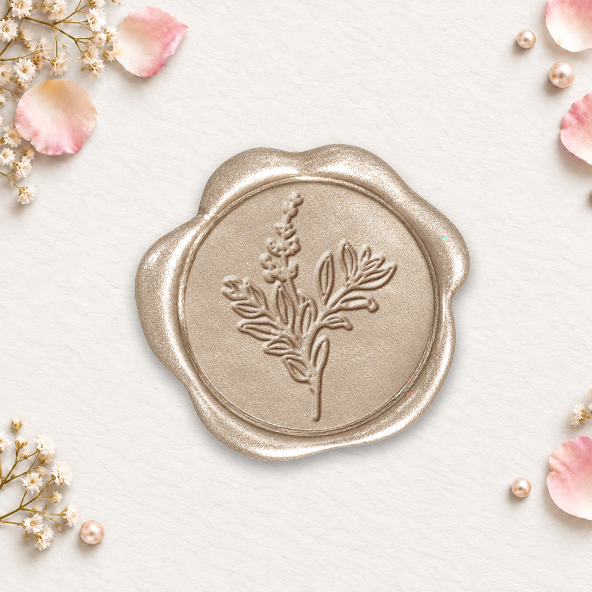 Botanical Sage Hand Pressed Wedding Motif Adhesive Wax Seals #5052