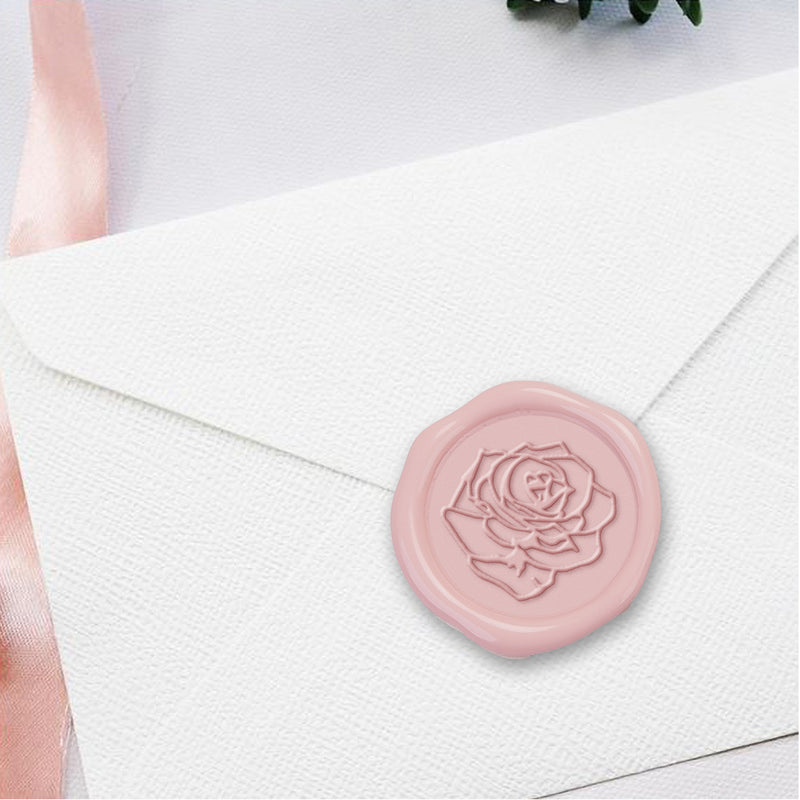 Vintage Rose Hand Pressed Wedding Motif Adhesive Wax Seals #5062