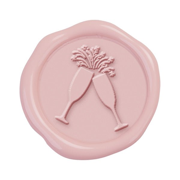 Champagne Glasses Hand Pressed Adhesive Wax Seals #5075PNS - Nostalgic Impressions