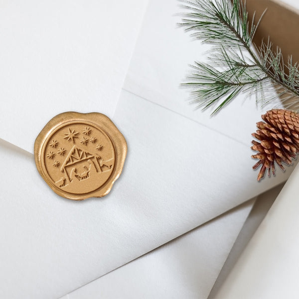 Nativity Christmas Wax Seal Stickers 8PK - Hand Pressed 1 1/4" - Nostalgic Impressions