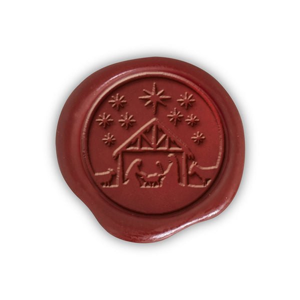 Nativity Christmas Wax Seal Stickers 8PK - Hand Pressed 1 1/4" - Nostalgic Impressions