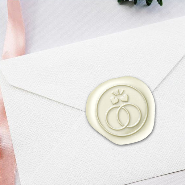 Wedding Rings Hand Pressed Adhesive Wax Seals #LS594HPNS - Nostalgic Impressions