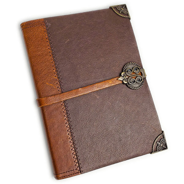 Manufactus Empire Italian Leather Journal - Signature Metal Clasp Closure - Hand-Stitched in Rome-6x8" Sold by Nostalgic Impressions