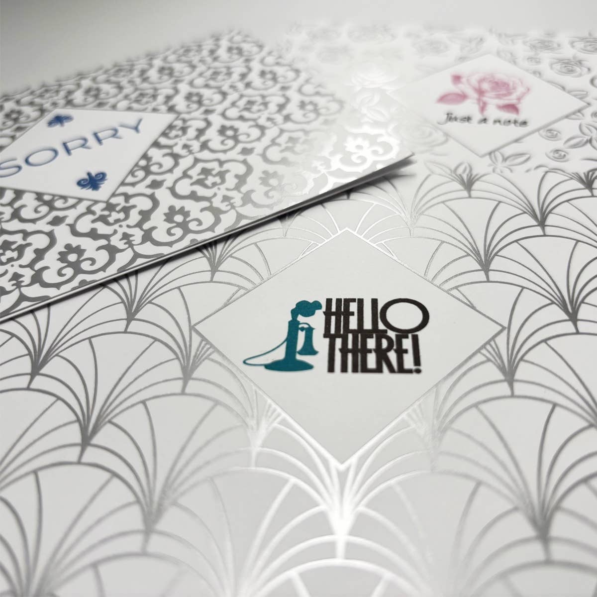 Silver Foil Hello There Note Card Detail by Nostalgic Impressions