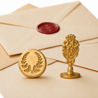 Laurel Wreath Wax Seal Stamp – Vintage-Style Round Florentine Brass Stamp with Attached Handle - Nostalgic Impressions