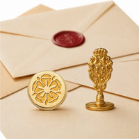 Tudor Rose Wax Seal Stamp – Vintage-Style Round Florentine Brass Stamp with Attached Handle - Nostalgic Impressions