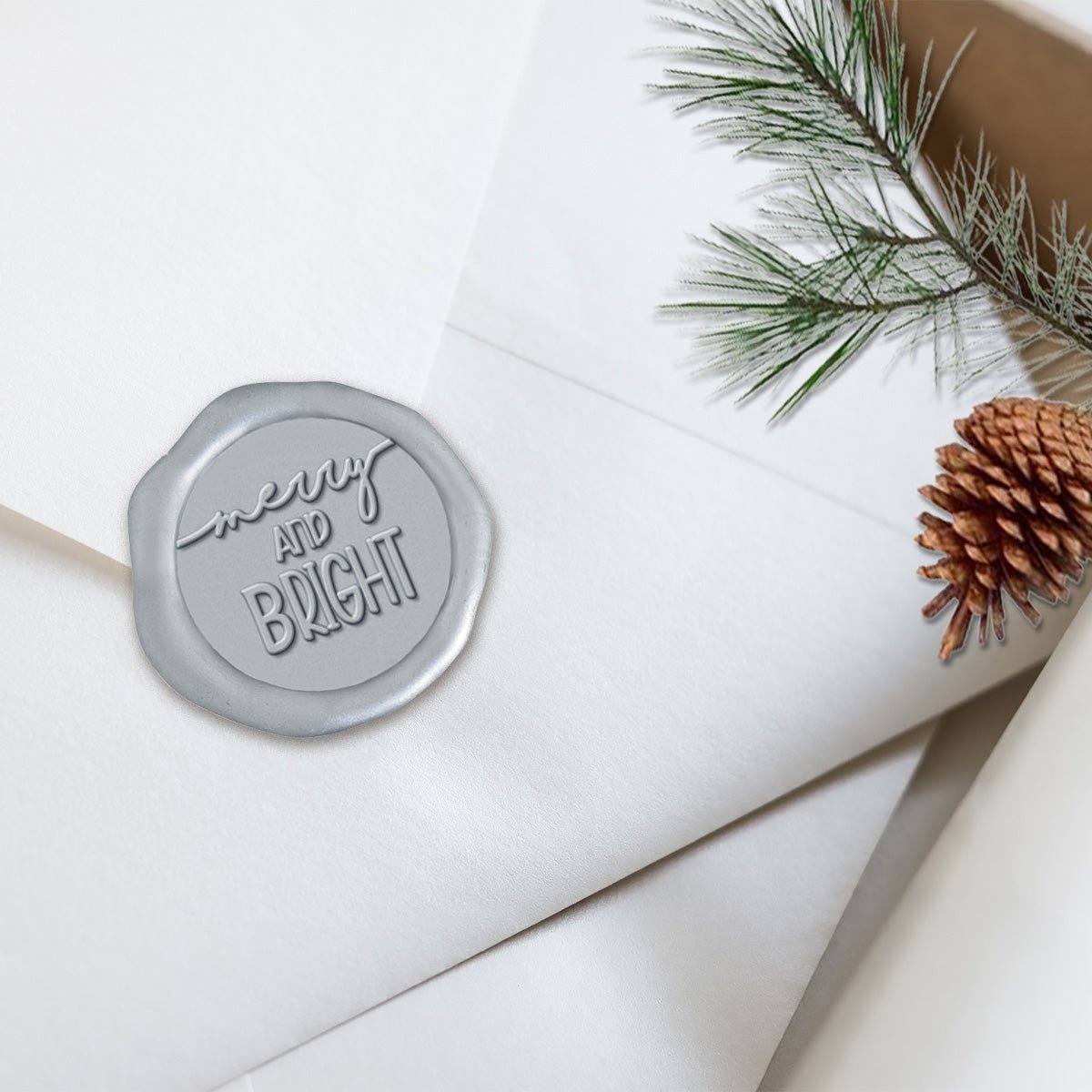 Merry and Bright Adhesive Christmas Wax Seal Stickers 8PK - Hand Pressed 1 1/4" - Nostalgic Impressions