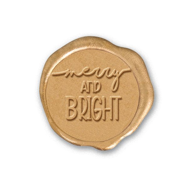 Merry and Bright Adhesive Christmas Wax Seal Stickers 8PK - Hand Pressed 1 1/4" - Nostalgic Impressions