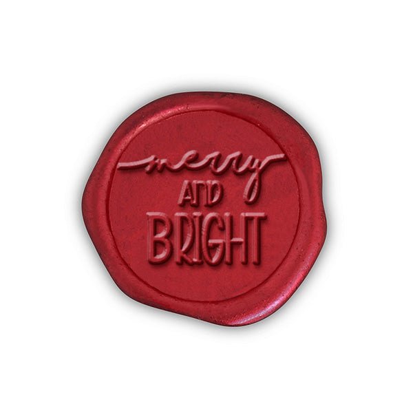 Merry and Bright Adhesive Christmas Wax Seal Stickers 8PK - Hand Pressed 1 1/4" - Nostalgic Impressions