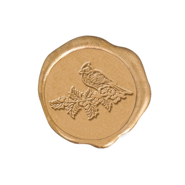 Winter Cardinal Adhesive Christmas Wax Seal Stickers 8PK - Hand Pressed 1 1/4" - Nostalgic Impressions