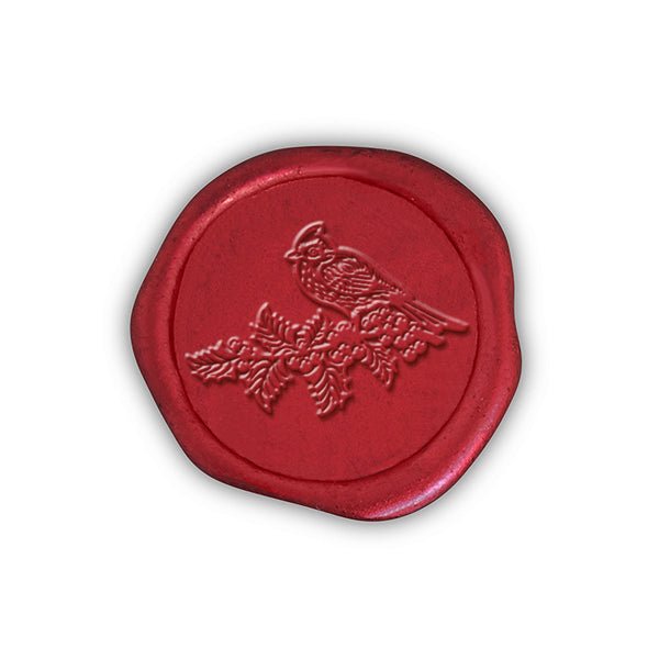 Winter Cardinal Adhesive Christmas Wax Seal Stickers 8PK - Hand Pressed 1 1/4" - Nostalgic Impressions