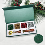 Holiday Wax Seal Kit with 4 Bead Waxes, Spoon and Christmas Wax Seal Stamp