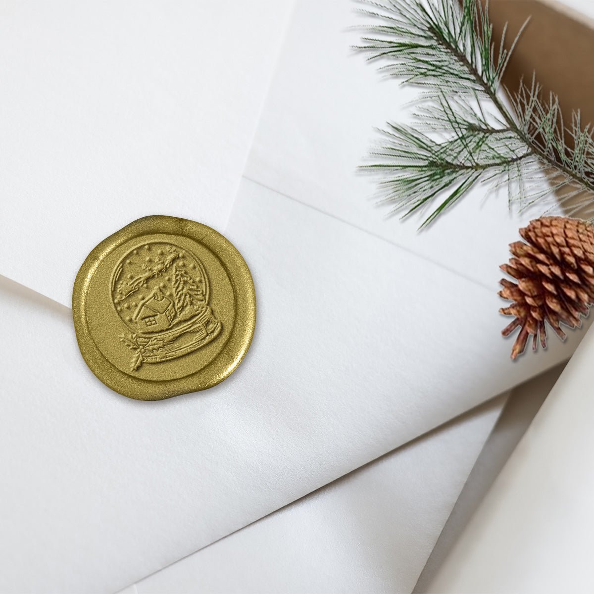 Snow Globe Adhesive Christmas Wax Seal Stickers 8PK - Hand Pressed 1 1/4" - Nostalgic Impressions