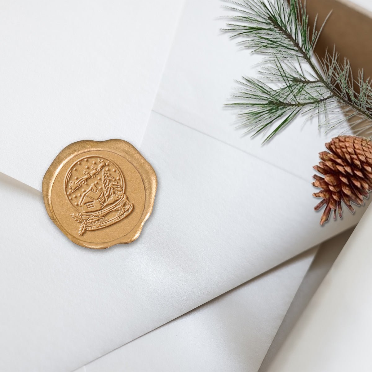 Snow Globe Adhesive Christmas Wax Seal Stickers 8PK - Hand Pressed 1 1/4" - Nostalgic Impressions