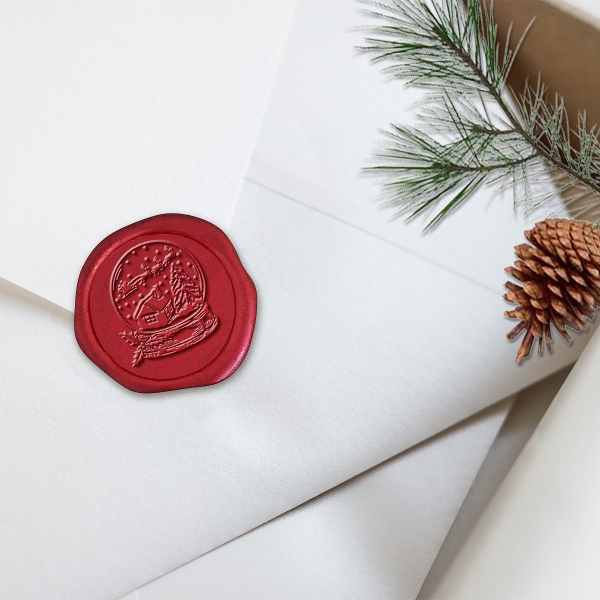 Snow Globe Adhesive Christmas Wax Seal Stickers 8PK - Hand Pressed 1 1/4" - Nostalgic Impressions