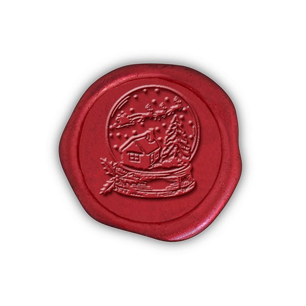 Snow Globe Adhesive Christmas Wax Seal Stickers 8PK - Hand Pressed 1 1/4" - Nostalgic Impressions